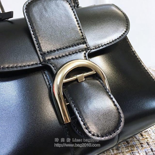 DELVAUX女包 德爾沃Brillant經典款 進口box牛皮 德爾沃女手提包 DV0020黑金 大號Delvaux單肩包  fcs1123